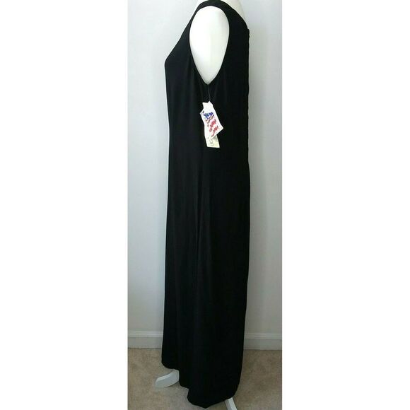 CAbi Carol Anderson Vintage Sleeveless Black Maxi Dress Sz M Stretch Rayon Y2K - Picture 3 of 10